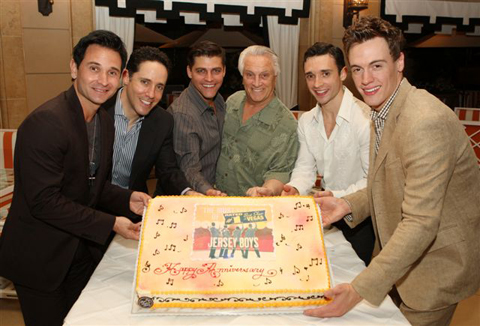 jersey boys anniversary - travis cloer jeff leibow deven may tommy devito rick faugno and erich bergen 08